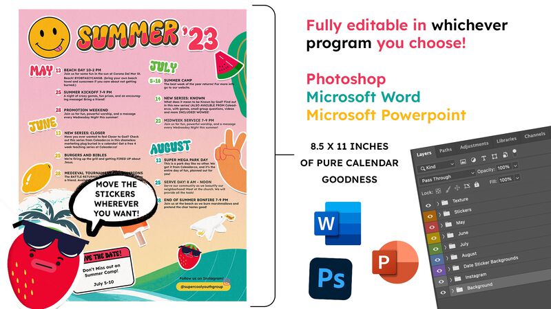 Summer Sticker Calendar